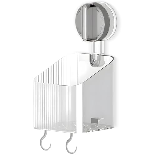 NEVADRILL Vacuum Suction Toothbrush Holder for Bathroom | Wall Mounted No-Drill Toothpaste Storage Rack with Hooks | Strong Adhesive Organizer for Tiles, Glass, Marble & Wooden Walls [ND-1003SG] - Image 1