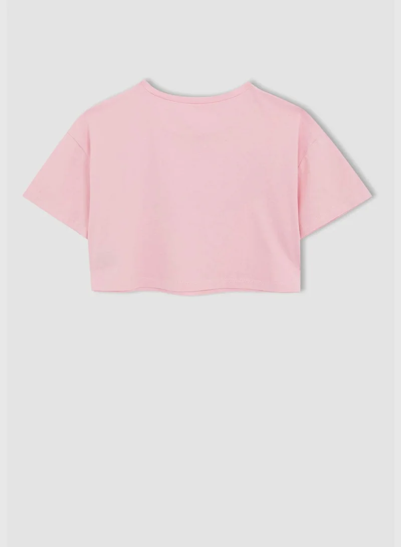 DeFacto Girl Short Sleeve Printed Text Crop