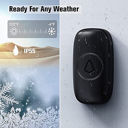 SECRUI Wireless Doorbell with 3Receivers 2 Push Buttons, Easy installation, Adjustable Volume, 58 Chimes, Colorful LED, 1000Ft Range, M520+F55, Black - Image 4