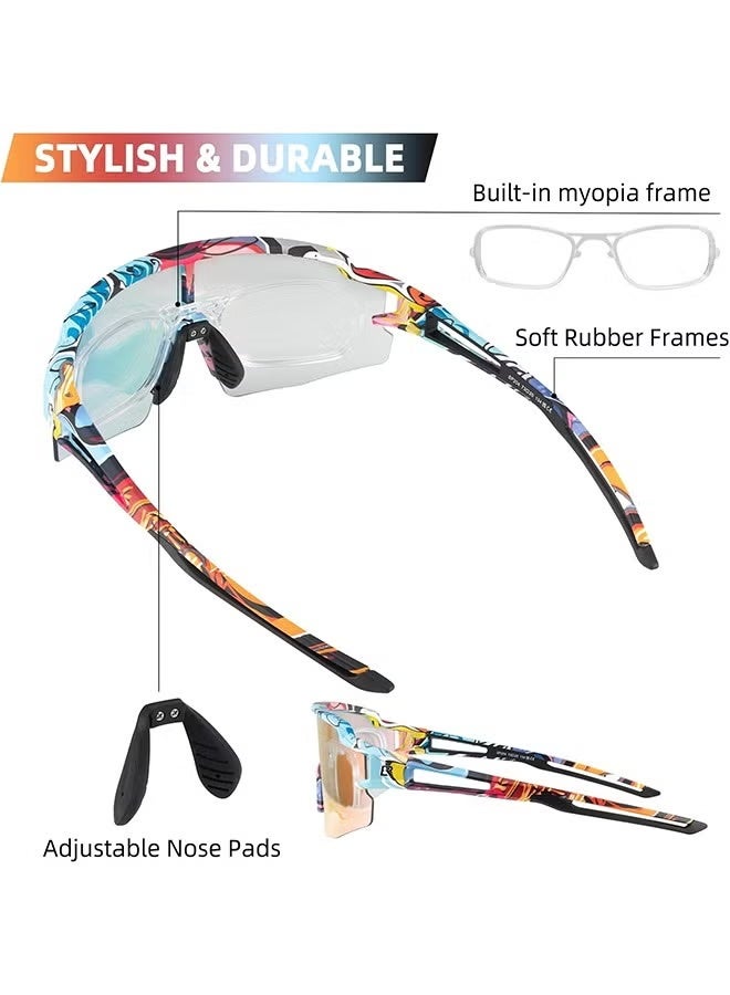 روكبروز نظارات شمسية رياضية فوتوكرومية من ROCKBROS للرجال والنساء لركوب الدراجات وحماية من الأشعة فوق البنفسجية - Image 3