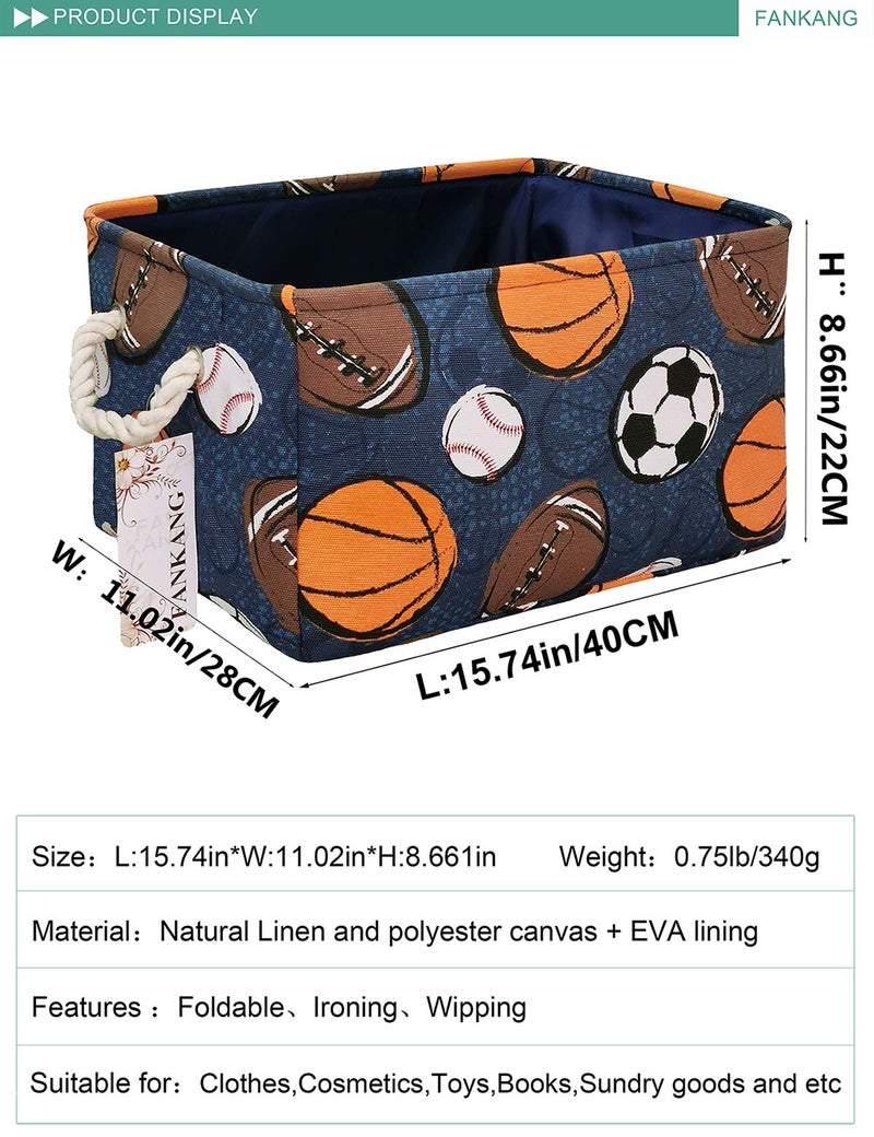 FANKANG Rectangular Laundry Basket Nursery Storage Fabric Storage Bin Storage Hamper,Gift Baskets(Navl-ball game) - Image 2
