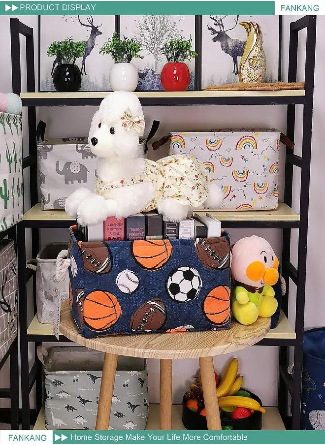 FANKANG FANKANG Rectangular Laundry Basket Nursery Storage Fabric Storage Bin Storage Hamper,Book Bag,Gift Baskets(Navl-ball game)  - Image 2