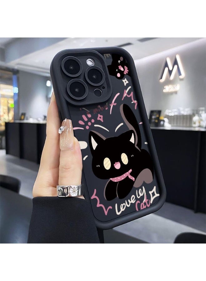 NIBEMINENT Scare The Kitten Protective TPU Case Cover For iPhone 15 Pro, Black