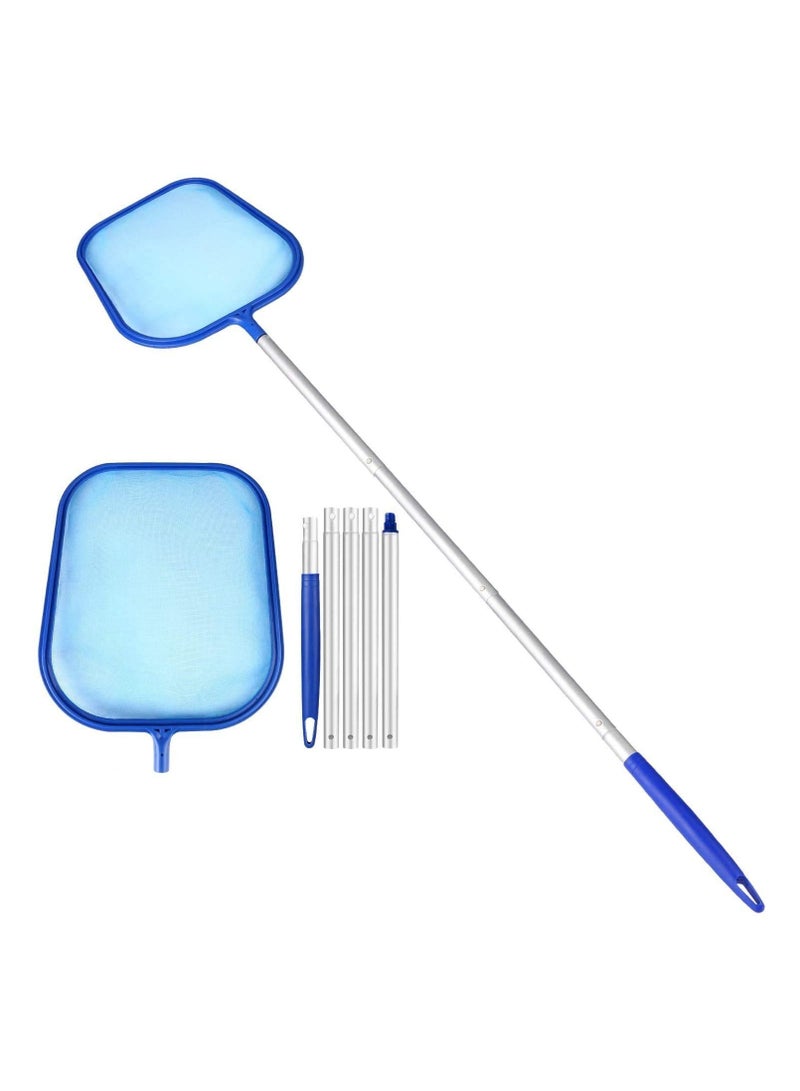 غنافوتو شبكة تصفية حمام السباحة 160 سم، شبكة أوراق حمام السباحة ذات الشبكة الدقيقة، شبكة تصفية الأوراق مع عمود توصيل من 5 أقسام لحوض السباحة في الحديقة وحوض الاستحمام الساخن والنافورة وحوض السمك - Image 1