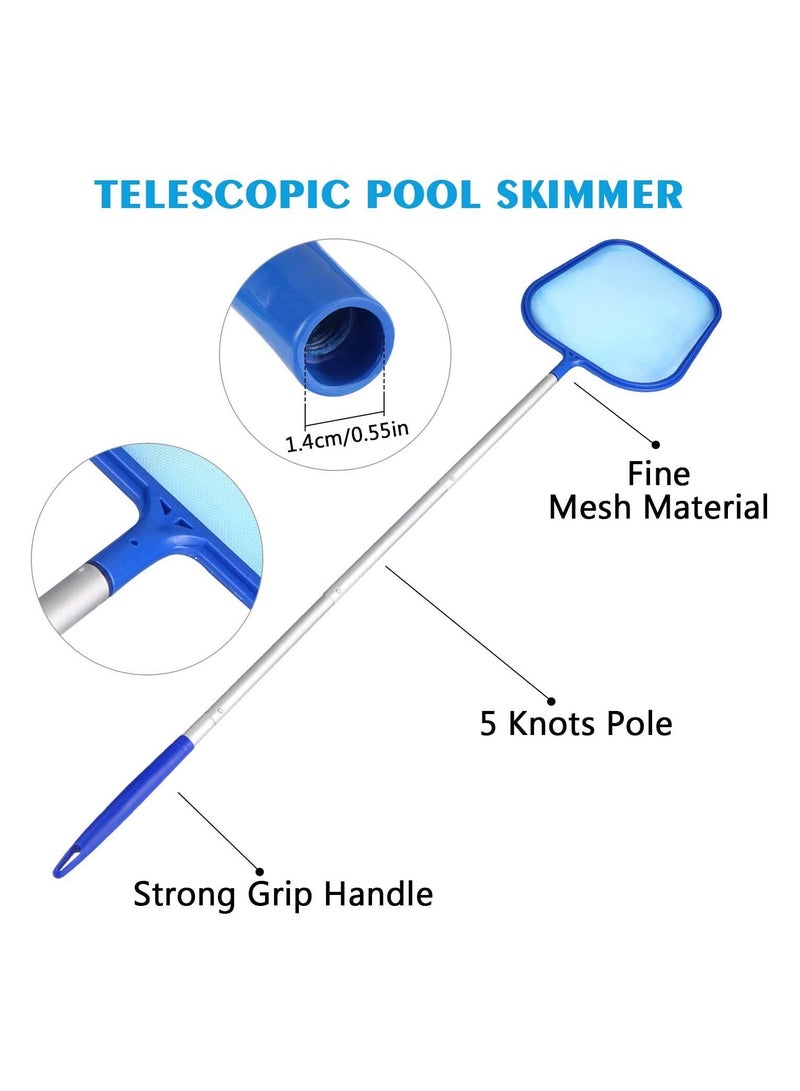 غنافوتو شبكة تصفية حمام السباحة 160 سم، شبكة أوراق حمام السباحة ذات الشبكة الدقيقة، شبكة تصفية الأوراق مع عمود توصيل من 5 أقسام لحوض السباحة في الحديقة وحوض الاستحمام الساخن والنافورة وحوض السمك - Image 2