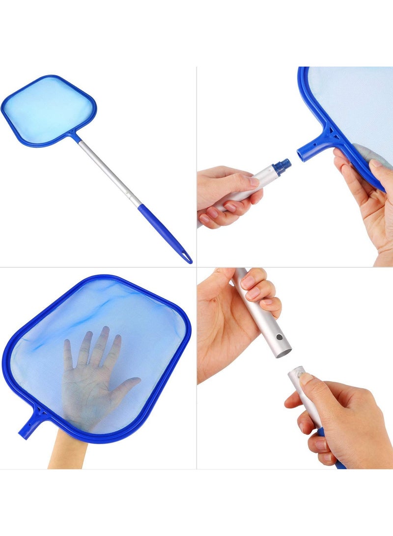 غنافوتو شبكة تصفية حمام السباحة 160 سم، شبكة أوراق حمام السباحة ذات الشبكة الدقيقة، شبكة تصفية الأوراق مع عمود توصيل من 5 أقسام لحوض السباحة في الحديقة وحوض الاستحمام الساخن والنافورة وحوض السمك - Image 3