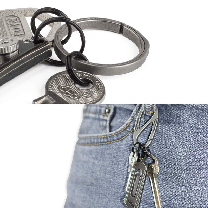 FEGVE Titanium Key Rings Split Rings, Small Keyrings, Jump Rings for Necklaces, Keys, Jewelry Attachment - 15pcs Mix 10/12/14mm (Black) - Image 5