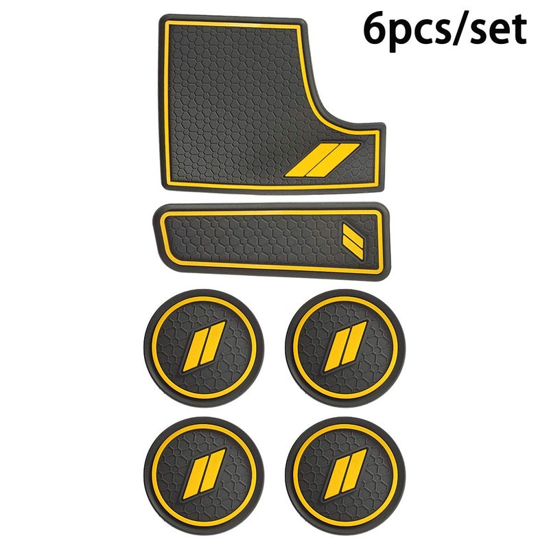 auovo Auovo Anti dust Mats for Dodge Charger Accessories 2015 2016 2017 2018 2019 2020 2021 Custom Fit Cup Holder Liners Mats(6pcs/Set, Yellow)  - Image 2