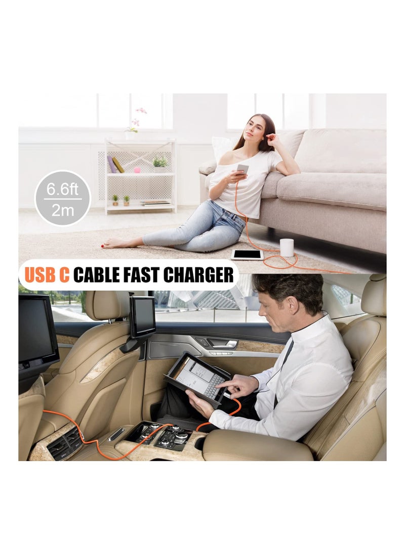 Y&D - USB Type C Cable, 6.6 ft Fast Charging Cord, to A Cable Compatible with Samsung Galaxy S9 S10 S8 Plus, Charger for Note 10 9 8, LG V50 V40 G8 G7(Orange) - Image 1