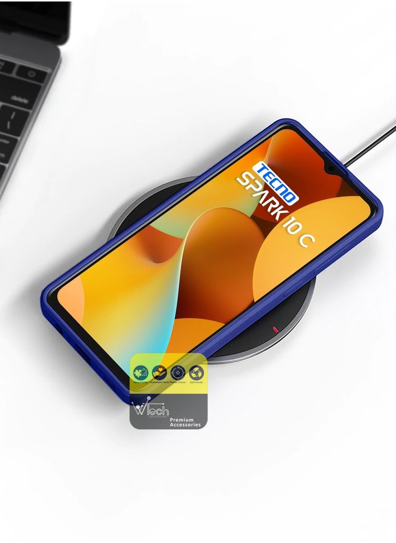 دبليو تيك - غطاء جراب هاتف TPU رفيع للغاية من السيليكون السائل لهاتف Tecno Spark 10C 4G 2023 أزرق كحلي - Image 1