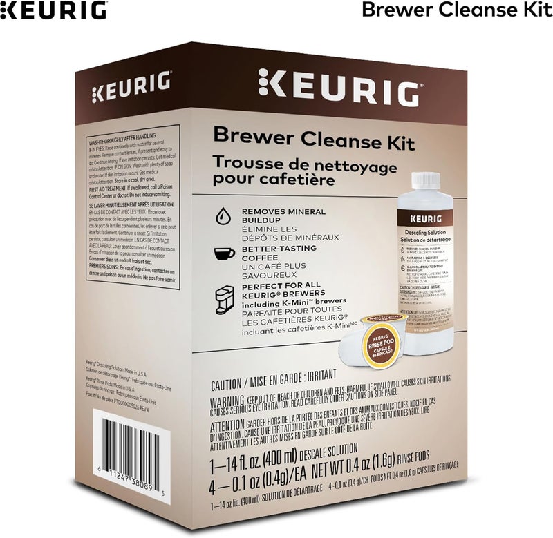 Keurig طقم تنظيف صانعة القهوة للصيانة يتضمن محلول إزالة الترسبات وكبسولات الشطف، متوافق مع صانعات القهوة Classic/1.0 و 2.0 K-Cup Pod، 4 قطع - Image 3