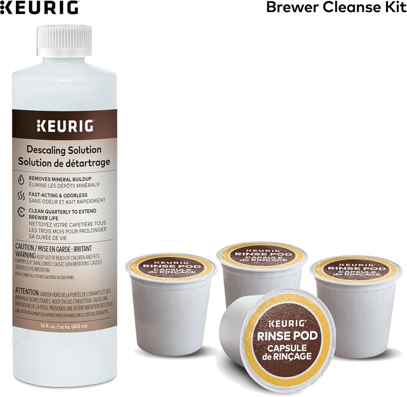 Keurig طقم تنظيف صانعة القهوة للصيانة يتضمن محلول إزالة الترسبات وكبسولات الشطف، متوافق مع صانعات القهوة Classic/1.0 و 2.0 K-Cup Pod، 4 قطع - Image 2