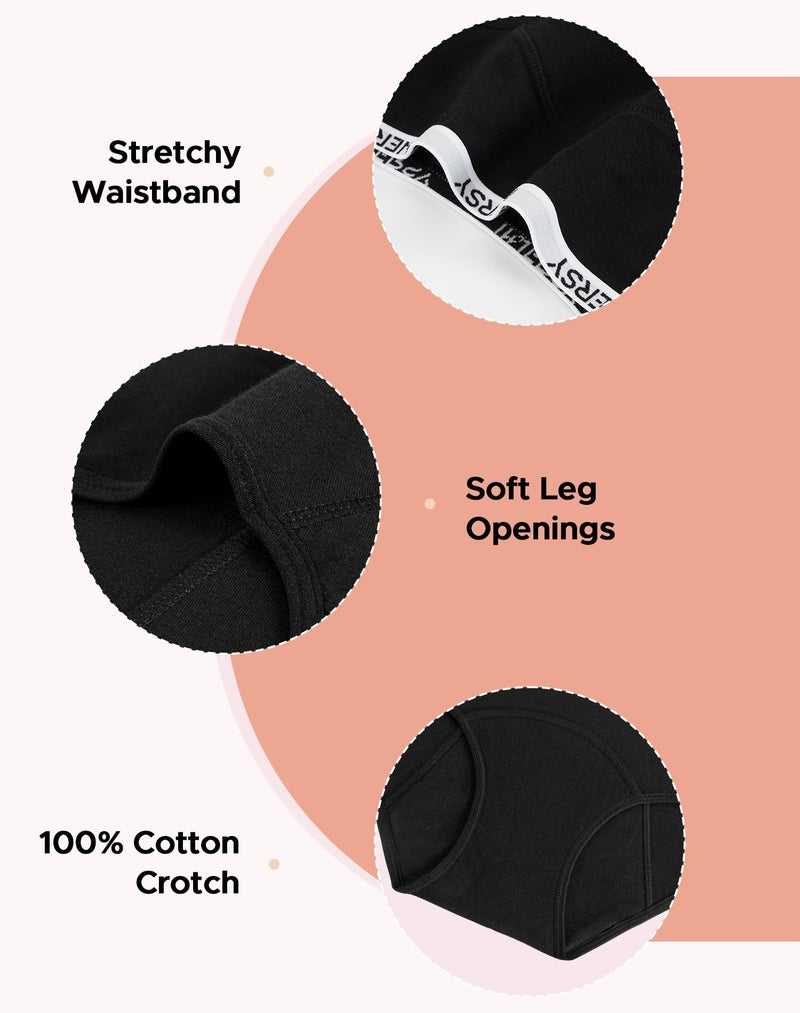 INNERSY Period Underwear for Teens Girls Cotton Leak-Proof Menstrual Panties 3-Pack(Black,L(12-14 yrs)) - Image 5