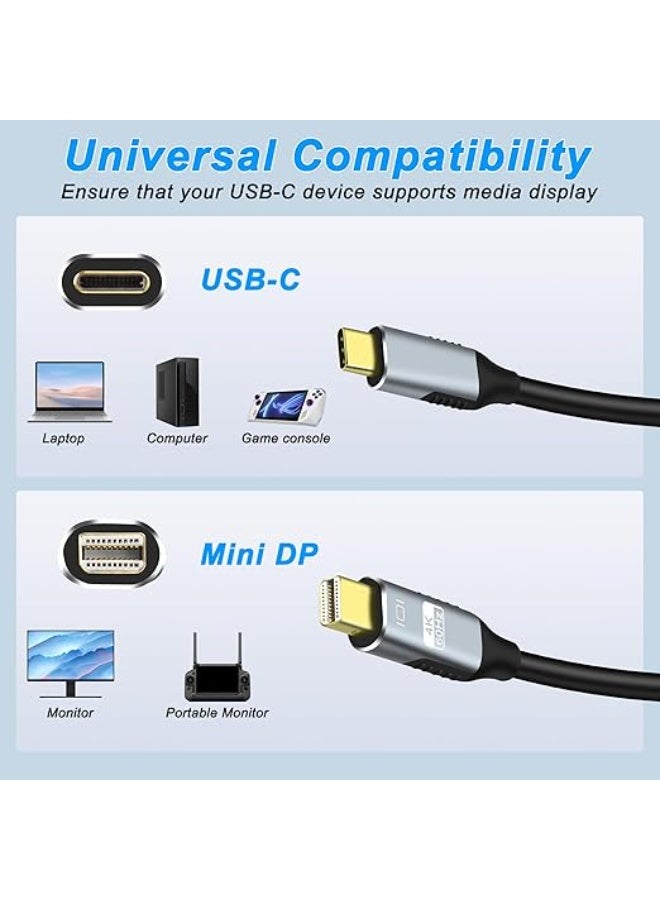 USB C Type C to Mini DisplayPort Adapter Cable - 4K@60Hz High-Speed Video Connector - Strong & Versatile for Phone, TV, and Computer - Image 2