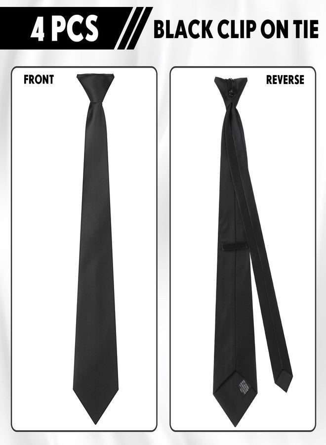 Bencailor 4 Pcs Men's Clip-on Ties Solid Color Men's Tie Pre Tied Clip on Ties for Man Clip on Necktie Button Tie (Black,20inch) - Image 3
