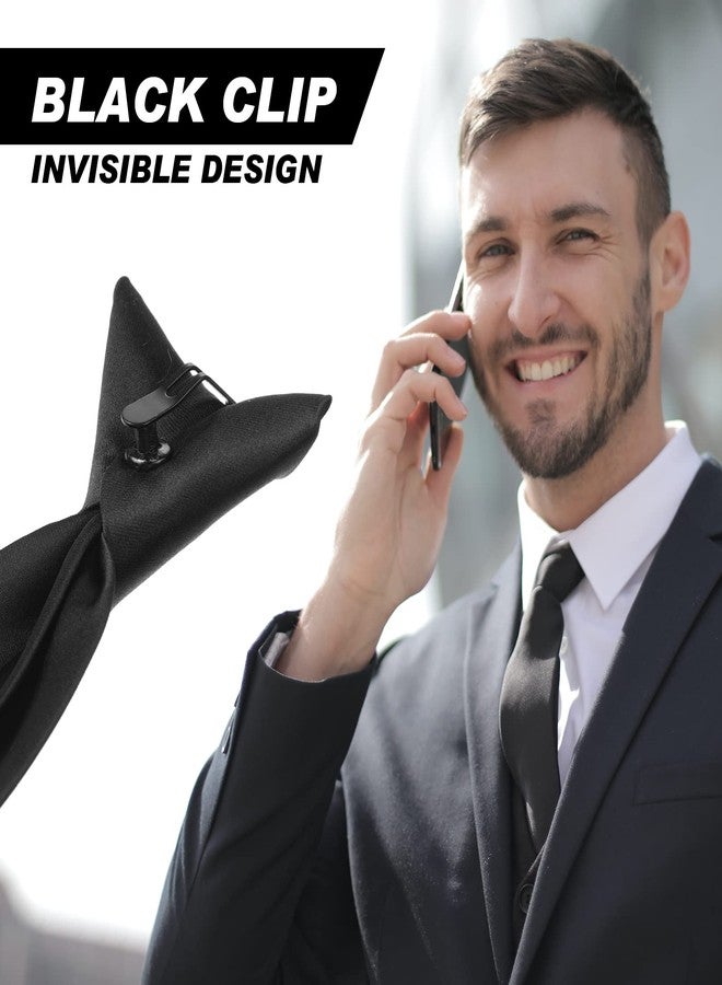 Bencailor 4 Pcs Men's Clip-on Ties Solid Color Men's Tie Pre Tied Clip on Ties for Man Clip on Necktie Button Tie (Black,20inch) - Image 4