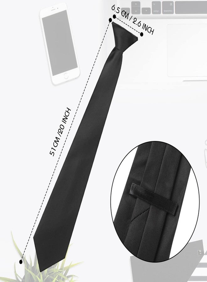 Bencailor 4 Pcs Men's Clip-on Ties Solid Color Men's Tie Pre Tied Clip on Ties for Man Clip on Necktie Button Tie (Black,20inch) - Image 2