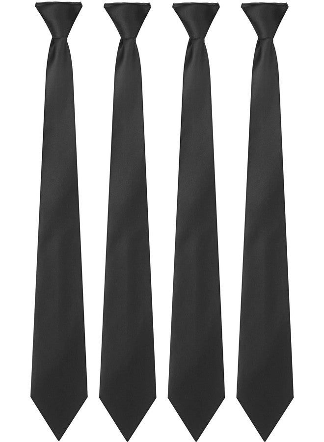 Bencailor 4 Pcs Men's Clip-on Ties Solid Color Men's Tie Pre Tied Clip on Ties for Man Clip on Necktie Button Tie (Black,20inch) - Image 1