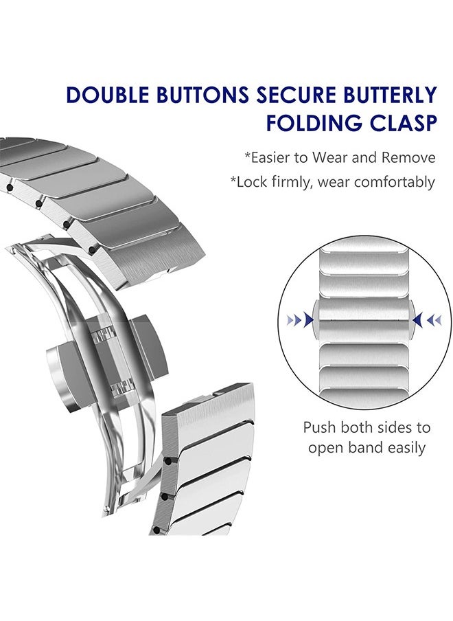 Generic Stainless Steel Band Compatible with Apple Watch Series Band 41mm/40mm/38mm Solid Metal Strap Adjustable Bands with Folding Clasp for iWatch 3 2 1/Series 10 9 8 7 6 5 4 SE SE2 Men Women Silver ﻿  - Image 4