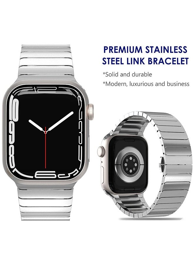 Generic Stainless Steel Band Compatible with Apple Watch Series Band 41mm/40mm/38mm Solid Metal Strap Adjustable Bands with Folding Clasp for iWatch 3 2 1/Series 10 9 8 7 6 5 4 SE SE2 Men Women Silver ﻿  - Image 2