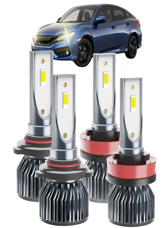 Wenicaca Civic Dedicated Accessory,Fit for 2016 2017 2018 2019 2020 2021 2022 Civic,6000 K Dedicated H L,Plug and Play,No Errors,Pack of 4 - Image 1