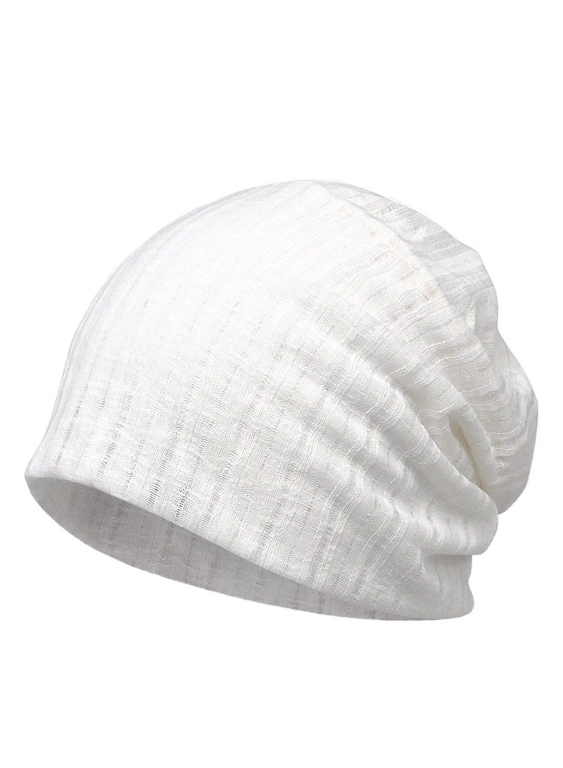 Loquat Infinity Scarf Headwear Cap Solid Color Hollow Out Dual-Use Beanie Hat White  - Image 1