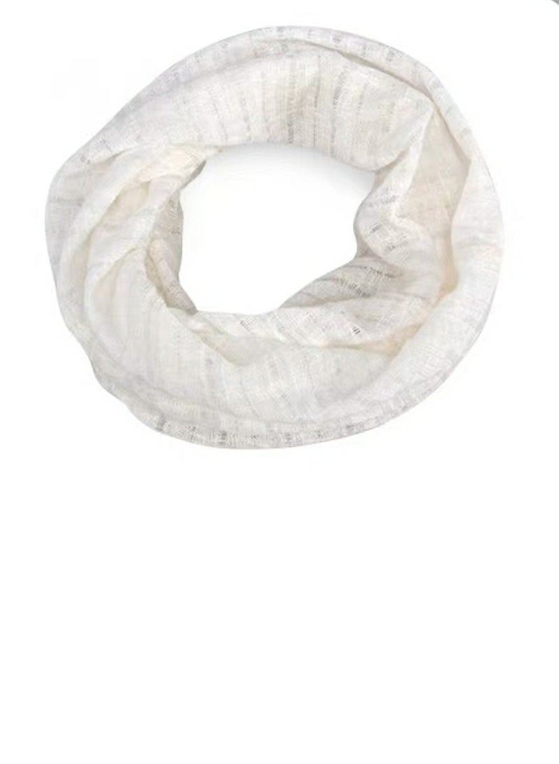 Loquat Infinity Scarf Headwear Cap Solid Color Hollow Out Dual-Use Beanie Hat White  - Image 2