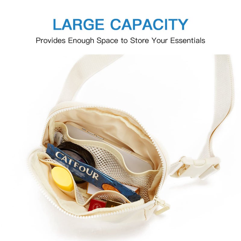 Telena Belt Bag for Women Men Fashionable Crossbody Fanny Pack for Women Waist Bag with Adjustable Strap Beige - Image 3
