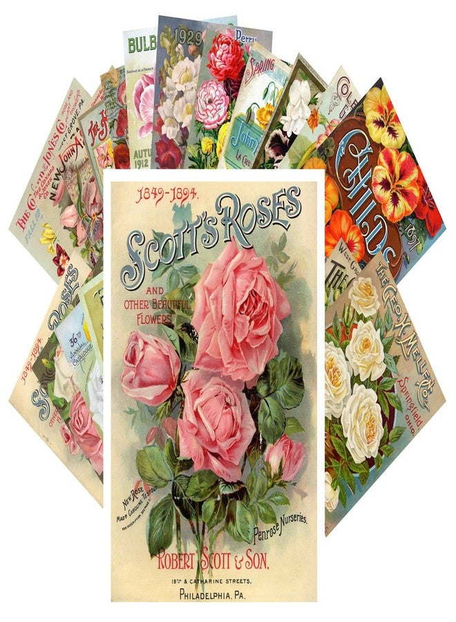 PIXILUV Vintage PostCards 24 pcs Flowers Vintage Gardens and Roses - Image 1