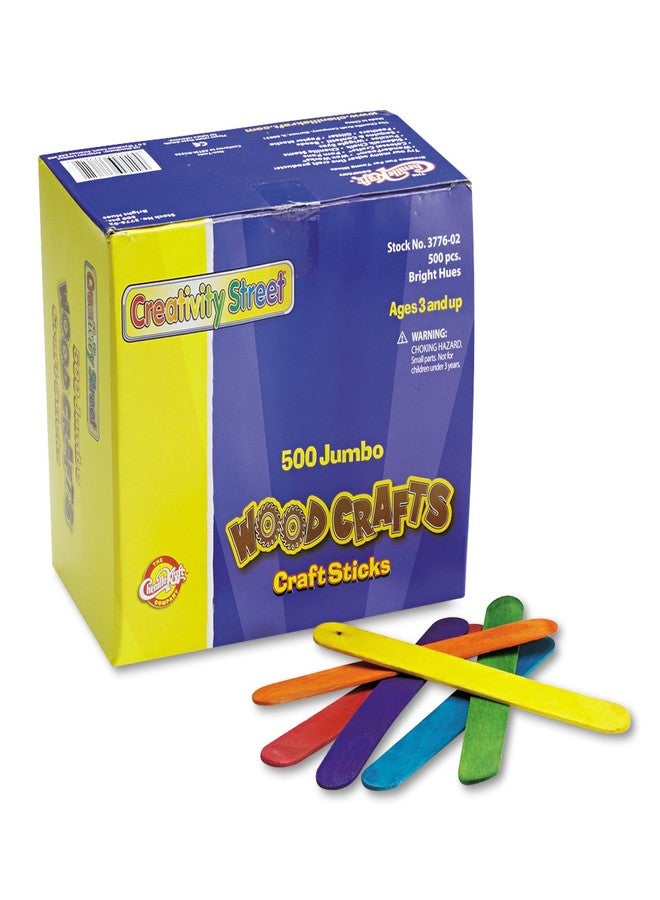 Creativity Street Chenille Kraft 377602 Colored Wood Craft Sticks, Jumbo, 6 x 3/4, Wood, Assorted, 500/Box - Image 1