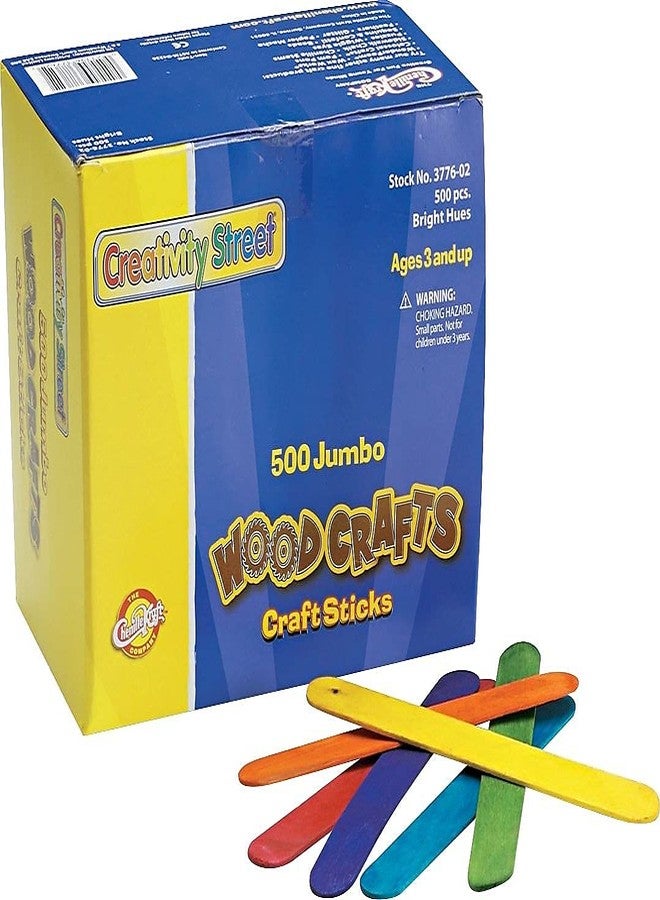 Creativity Street Chenille Kraft 377602 Colored Wood Craft Sticks, Jumbo, 6 x 3/4, Wood, Assorted, 500/Box - Image 2