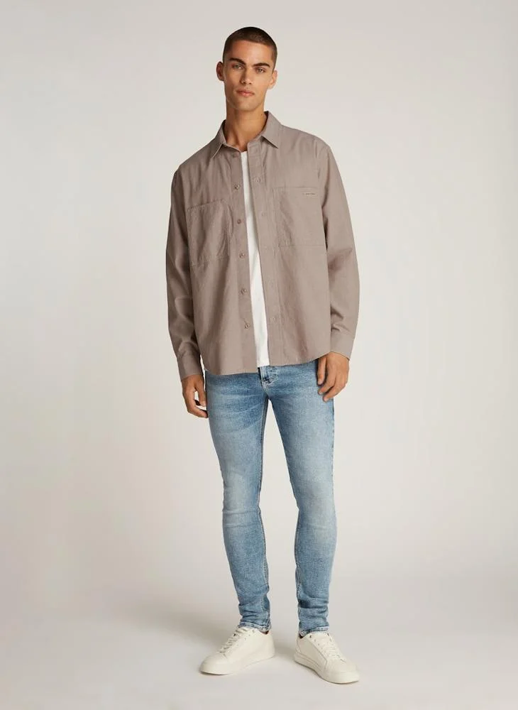 كالفن كلاين جينز Regular Fit Pocket Detail Chambray Shirt