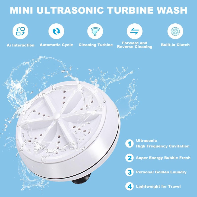 Spaceshoop Portable Washing Machine,Mini Washing Machine with Suction Cups, 3 in 1 Bubble Cleaning USB Ultrasonic Powered Turbo Washing Machine & Sink Dishwasher for Camping, Travelling, Business Trip,3.54in - Image 3