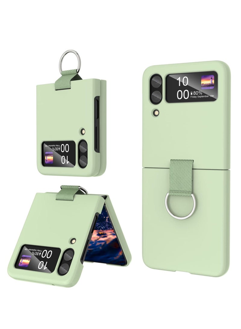 KASTWAVE for Samsung Galaxy Z Flip 4 Case with Ring, Shockproof Heavy Duty Silicone Protective Cover Phone Case for Galaxy Z Flip 4 5G-Green - Image 1