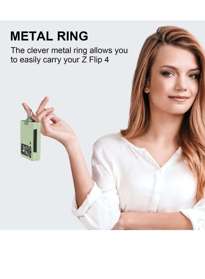 KASTWAVE for Samsung Galaxy Z Flip 4 Case with Ring, Shockproof Heavy Duty Silicone Protective Cover Phone Case for Galaxy Z Flip 4 5G-Green - Image 4