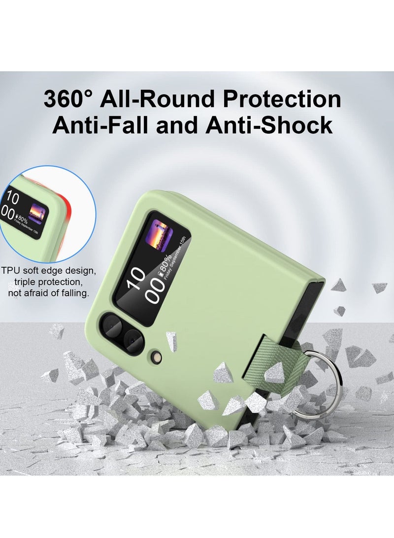 KASTWAVE for Samsung Galaxy Z Flip 4 Case with Ring, Shockproof Heavy Duty Silicone Protective Cover Phone Case for Galaxy Z Flip 4 5G-Green - Image 3