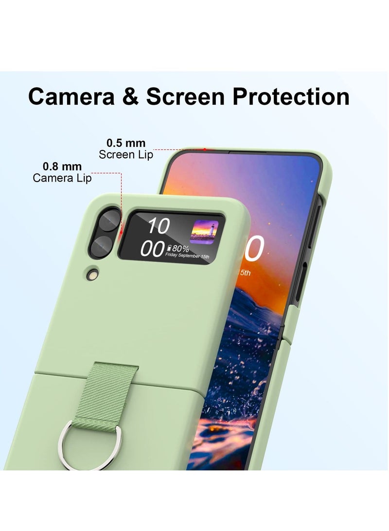 KASTWAVE for Samsung Galaxy Z Flip 4 Case with Ring, Shockproof Heavy Duty Silicone Protective Cover Phone Case for Galaxy Z Flip 4 5G-Green - Image 2