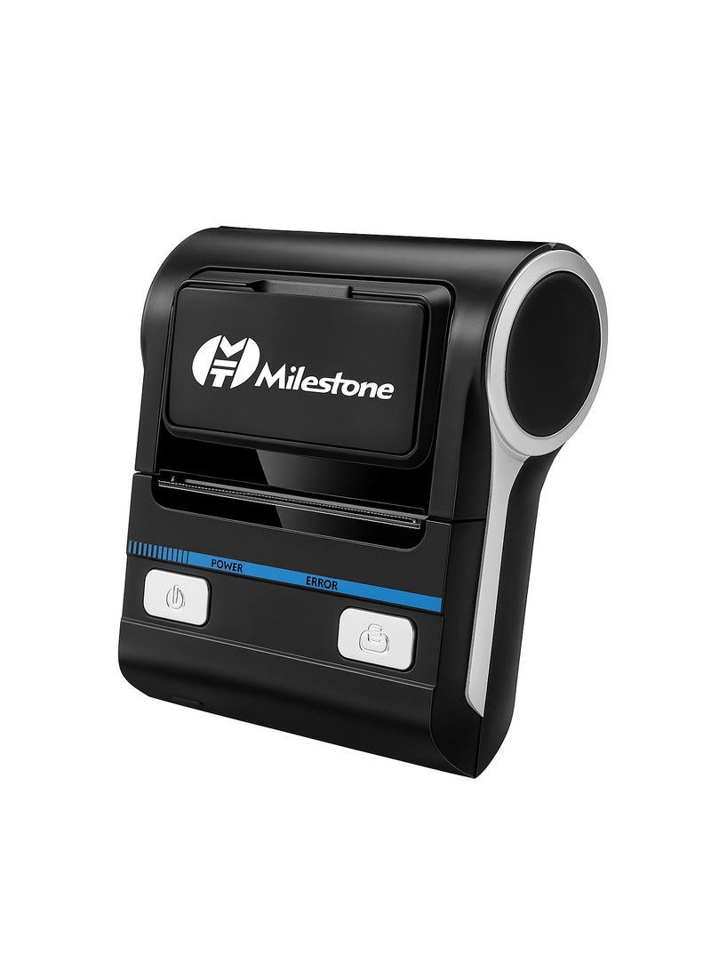Milestone Portable 80mm Receipt Printer Wireless BT Thermal Receipt Printer Mobile Bill Printer Compatible with Android/iOS/Windows System ESC/POS Print Command for Small Business Restaurant Retail Store - Image 1