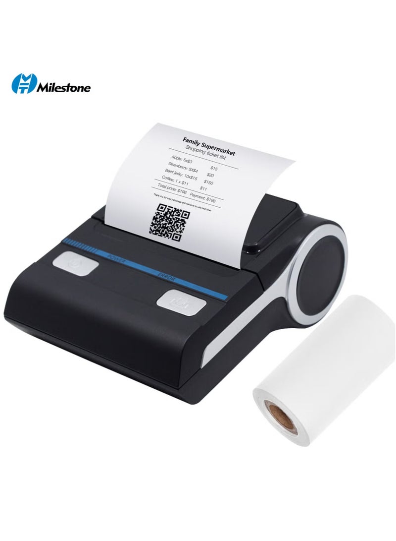 Milestone Portable 80mm Receipt Printer Wireless BT Thermal Receipt Printer Mobile Bill Printer Compatible with Android/iOS/Windows System ESC/POS Print Command for Small Business Restaurant Retail Store - Image 2