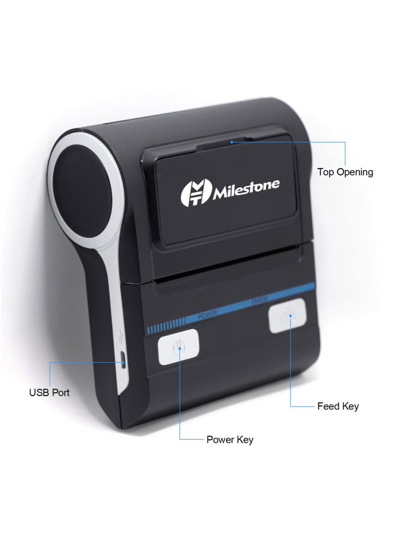 Milestone Portable 80mm Receipt Printer Wireless BT Thermal Receipt Printer Mobile Bill Printer Compatible with Android/iOS/Windows System ESC/POS Print Command for Small Business Restaurant Retail Store - Image 4