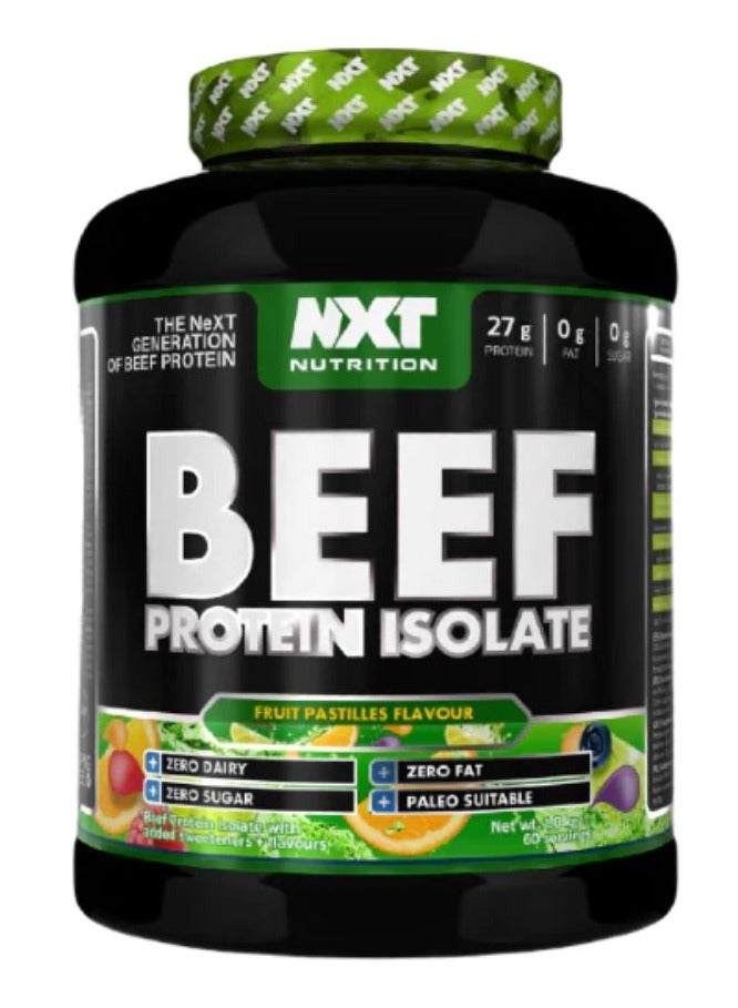 Beef Protein Isolate Powder, Fruit Pastilles, 1.8kg – 27g Protein per Serving, Lactose, Dairy, Gluten & Soy-Free, Halal & Paleo-Friendly