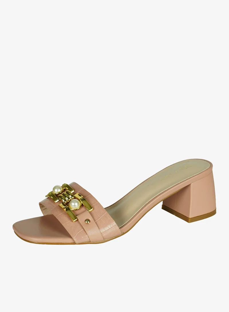 Zayna Nude 221-87 Zayna Ladies Block Heel Slip on 15C8453-8 for Women | Best Price UAE