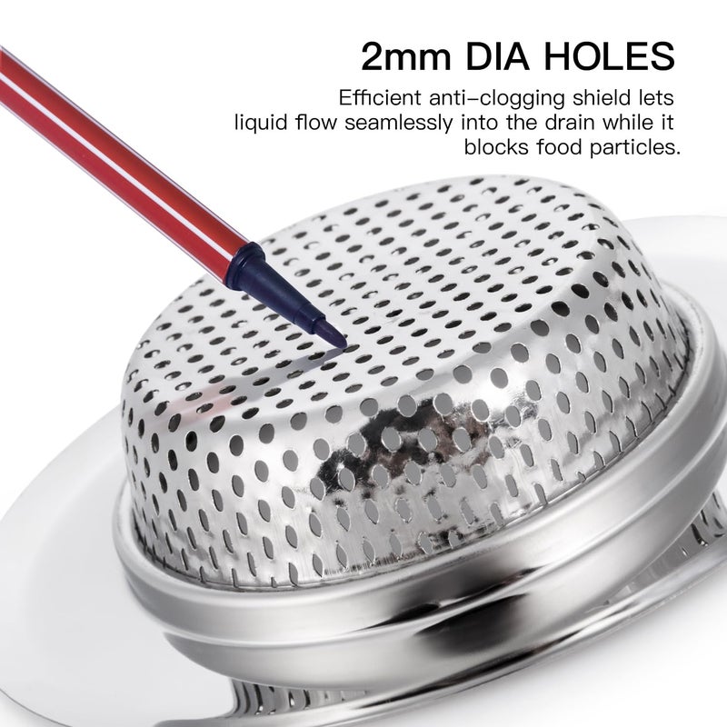 CORNERJOY 4 Pack Heavy Duty Stainless Steel Kitchen Sink Drain Strainer, Bathroom Hair Catcher Shower Drain Cover, Sink Tub Drain Stopper, Wash Basin Floor Drain, 2.1 to 4.5 Inch Diameter Rim - Image 5