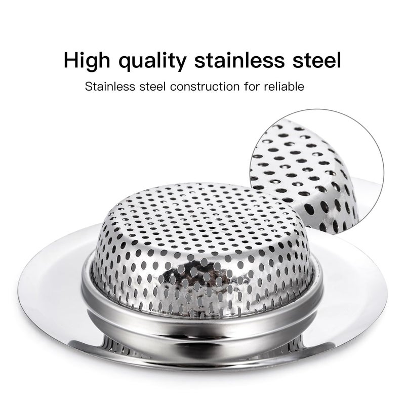 CORNERJOY 4 Pack Heavy Duty Stainless Steel Kitchen Sink Drain Strainer, Bathroom Hair Catcher Shower Drain Cover, Sink Tub Drain Stopper, Wash Basin Floor Drain, 2.1 to 4.5 Inch Diameter Rim - Image 4