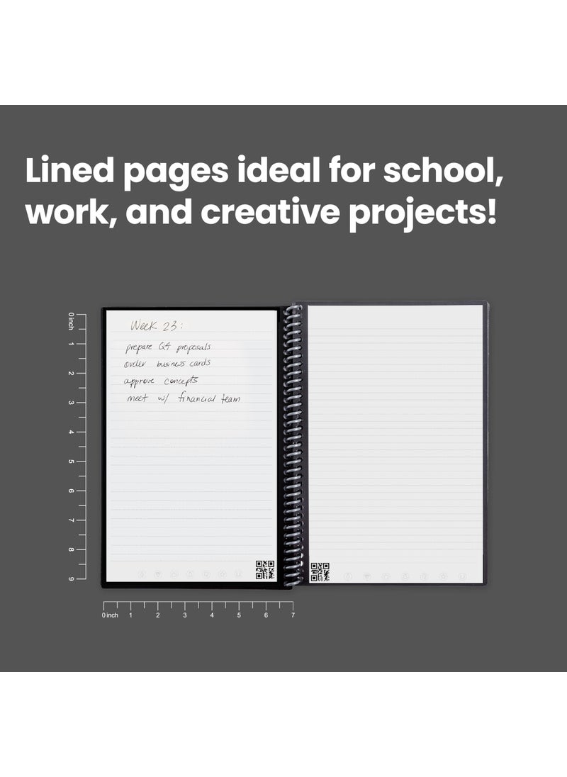 Rocketbook Core Reusable Spiral Notebook, Executive Size 6x8.8, Red - Lined Pages, App-Connected, Erasable, Durable Cover, Ideal for School, Work, and Creative Projects