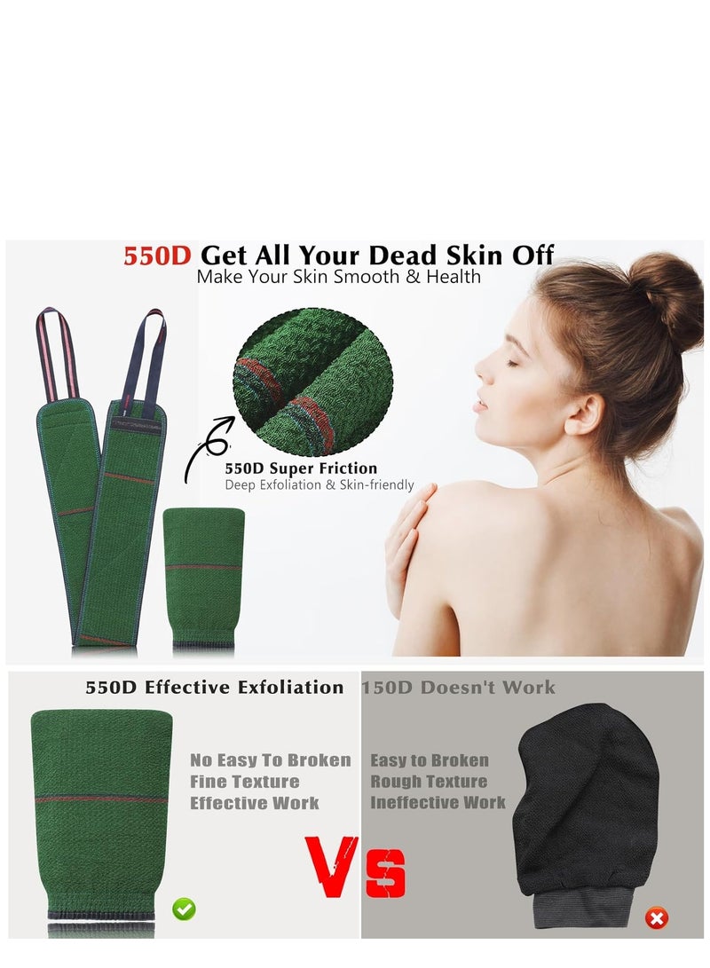 SYOSI Exfoliating Glove & Back Scrubber - 2 in 1 Exfoliating Body Scrubber, Back Scrubbers for Use in Shower, Exfoliating Mitt, Body Exfoliator Scrubber  - Image 3