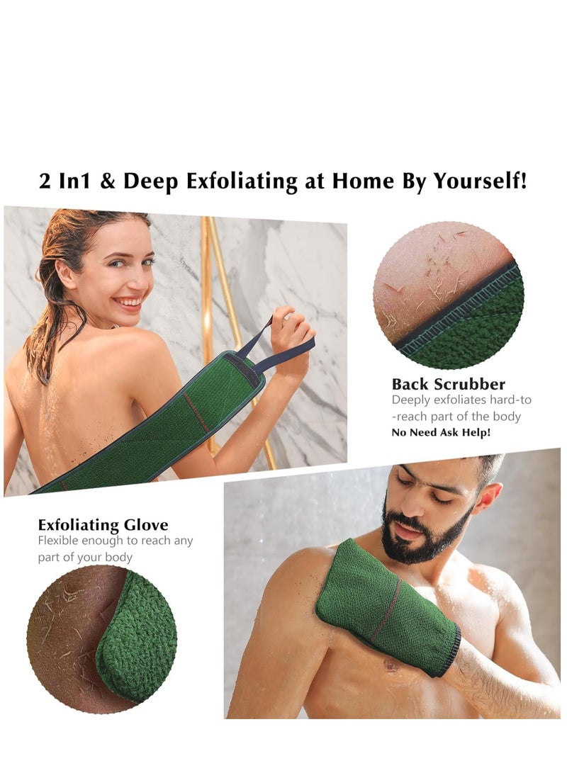 SYOSI Exfoliating Glove & Back Scrubber - 2 in 1 Exfoliating Body Scrubber, Back Scrubbers for Use in Shower, Exfoliating Mitt, Body Exfoliator Scrubber  - Image 2