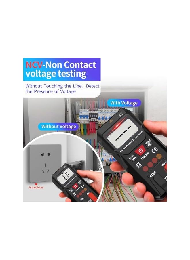 PROMASS Digital Multimeter, 4000 Counts, Smart Measurement, Auto-Ranging Voltmeter, Voltage Tester with Non-Contact Voltage Function, Measures AC/DC Voltage, Resistance, Continuity for Car Home Appliances  - Image 4