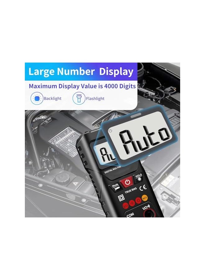 PROMASS Digital Multimeter, 4000 Counts, Smart Measurement, Auto-Ranging Voltmeter, Voltage Tester with Non-Contact Voltage Function, Measures AC/DC Voltage, Resistance, Continuity for Car Home Appliances  - Image 3
