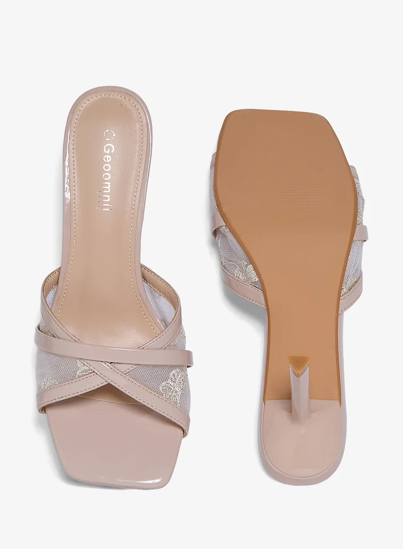 Geoomnii BEIGE Geoomnii High Heel Sandals for Women – Stylish Heeled Sandals for Party, Office, Weddings & Evening Wear for Women | Best Price UAE